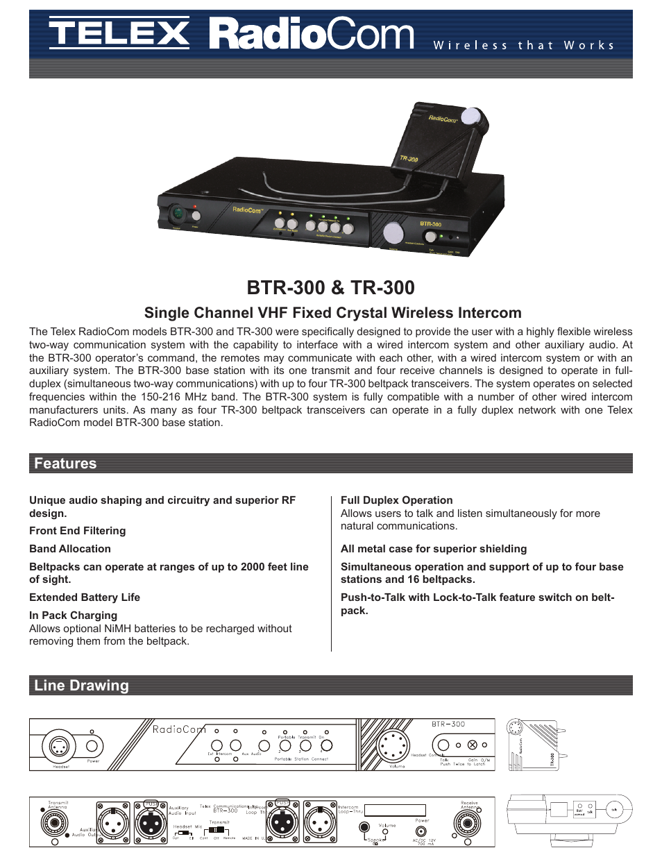 Telex BTR-300 User Manual | 2 pages