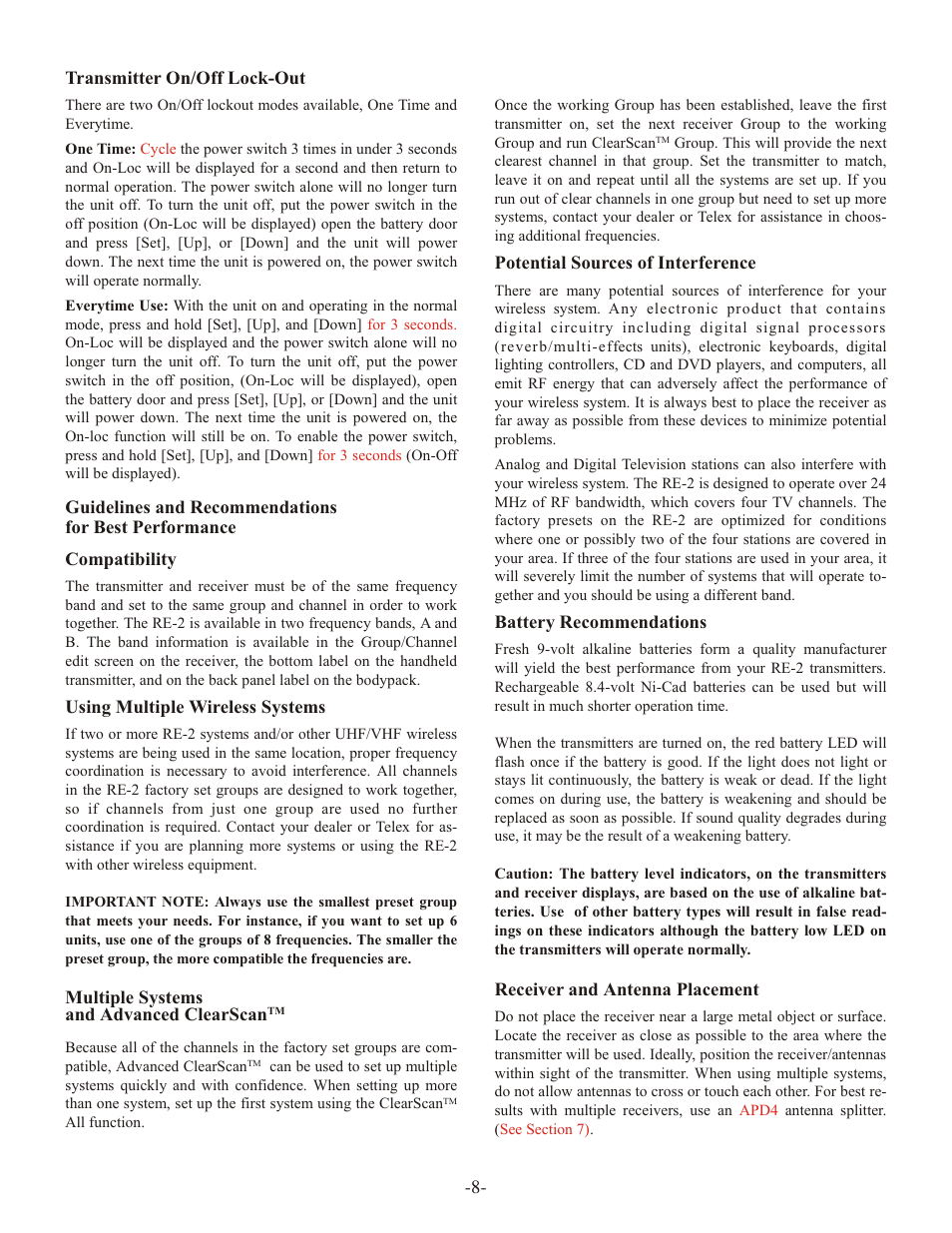 Telex ELECTRO-VOICE RE-2 User Manual | Page 10 / 16