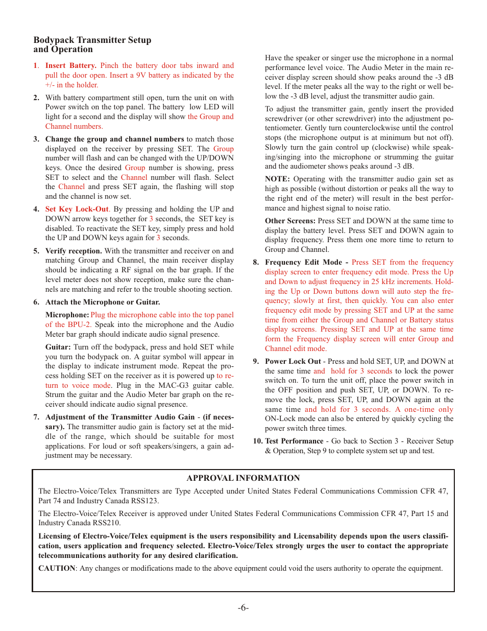 Telex ELECTRO-VOICE RE-2 User Manual | Page 8 / 16