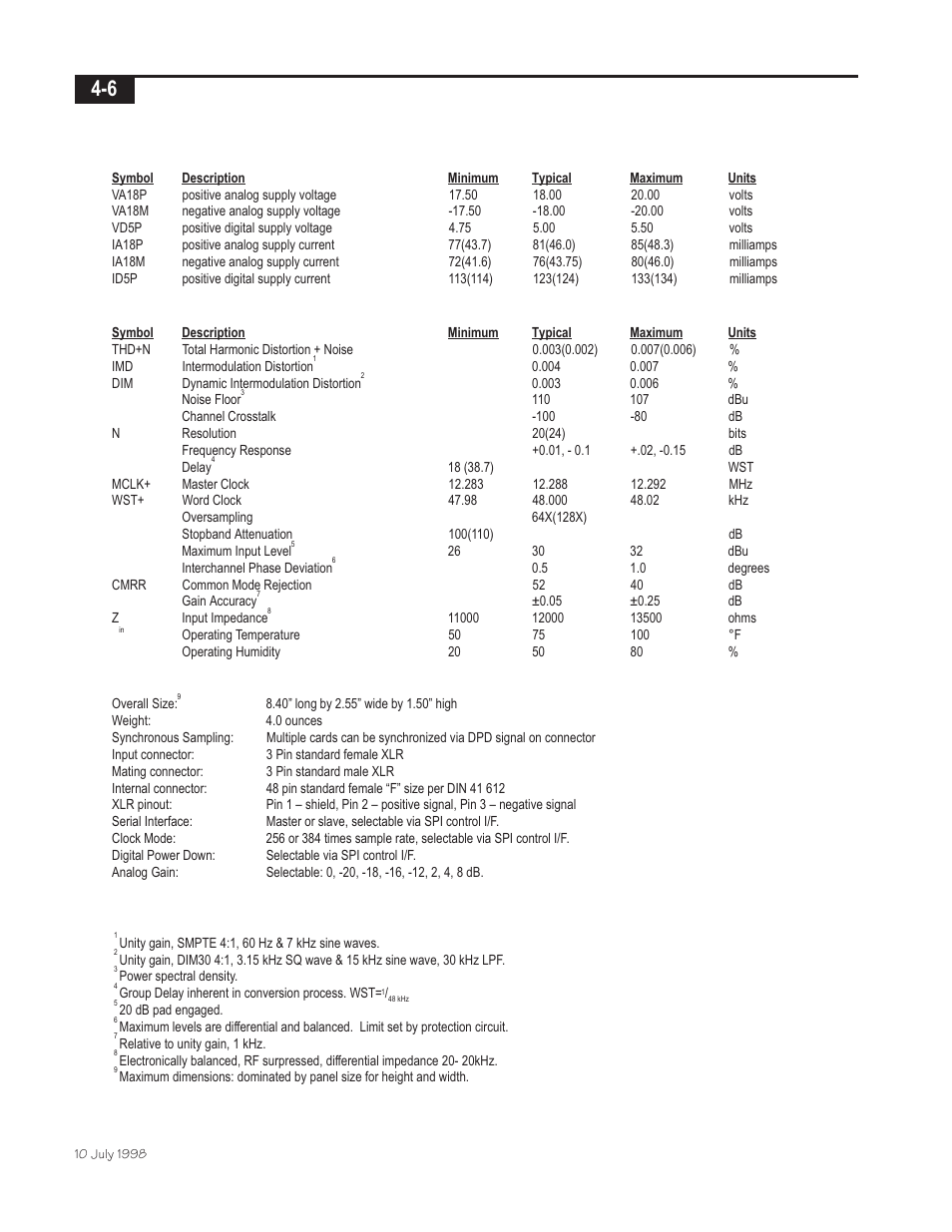 Mim-1 & mim-2* analog input modules | Telex Integrated Signal Processor ISP-100 User Manual | Page 38 / 146