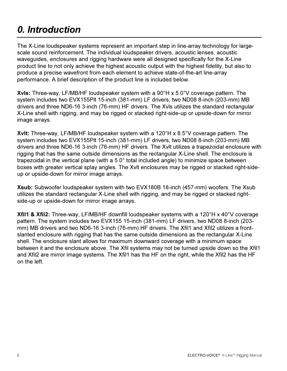 Introduction | Telex ELECTRO-VOICE X-Line TM User Manual | Page 4 / 44