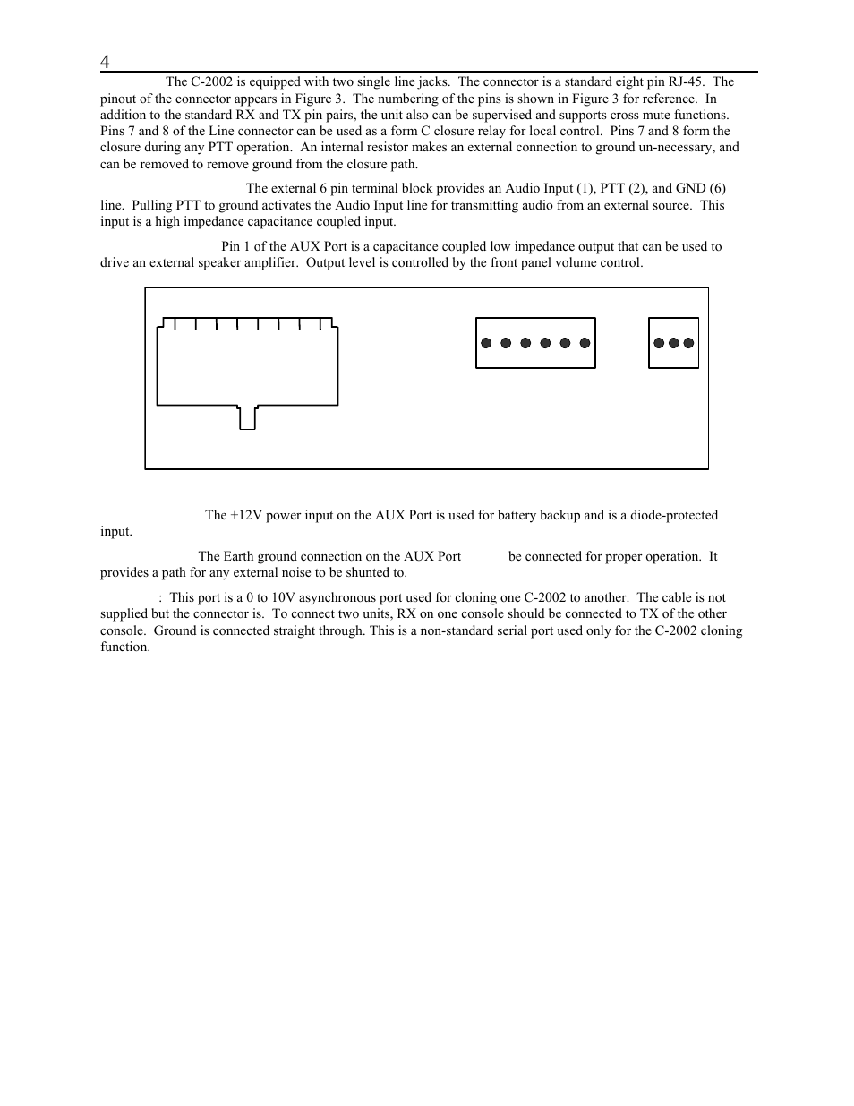 Rear panel connector pinouts | Telex C-2002 User Manual | Page 10 / 60