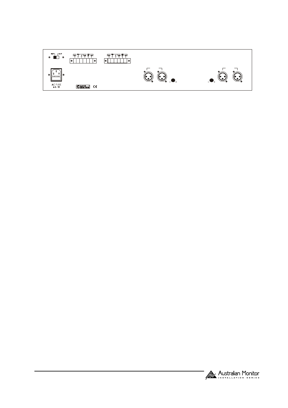 Rear panel features, Ac power inlet, Speaker output terminal strip | Level control, Xlr audio input and parallel output | Australian Monitor ACM1202P User Manual | Page 3 / 6