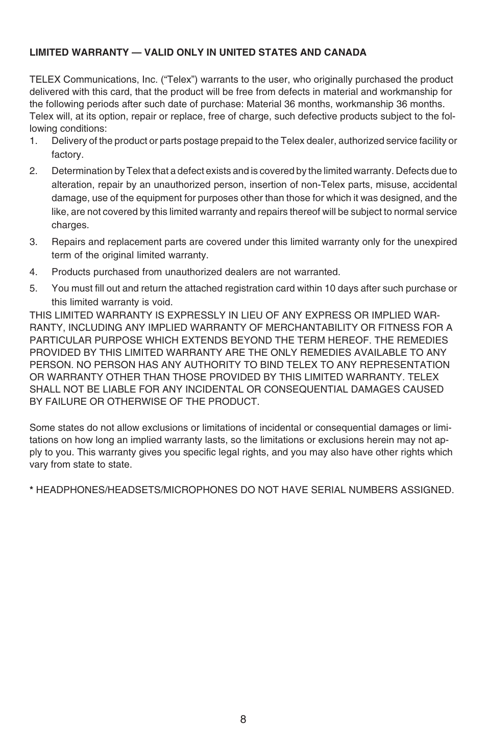 Telex ANR TM 500 User Manual | Page 9 / 12