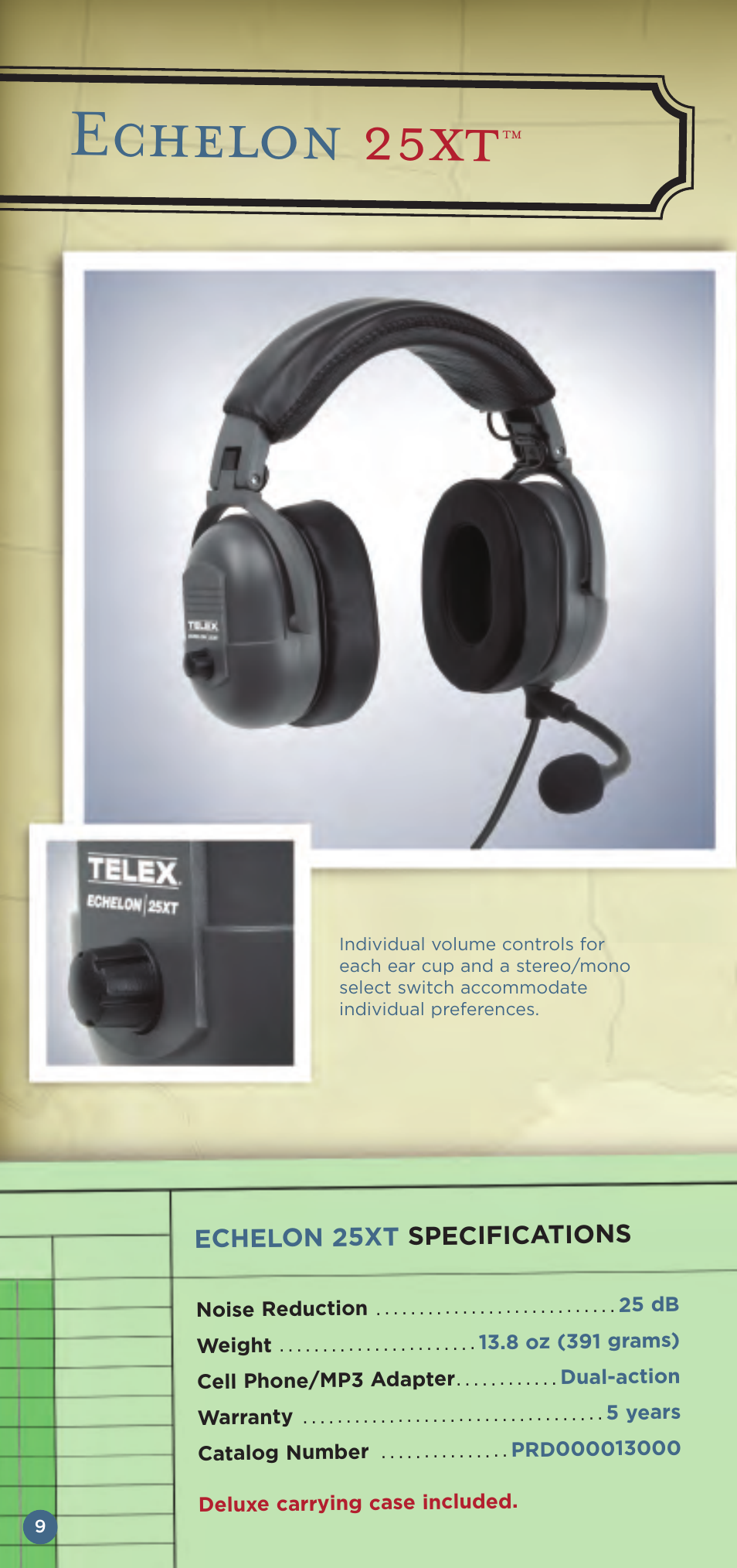 Echelon 25xt | Telex Aviation Headsets User Manual | Page 10 / 20
