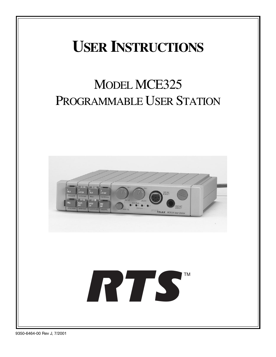 Telex MCE325 User Manual | 85 pages