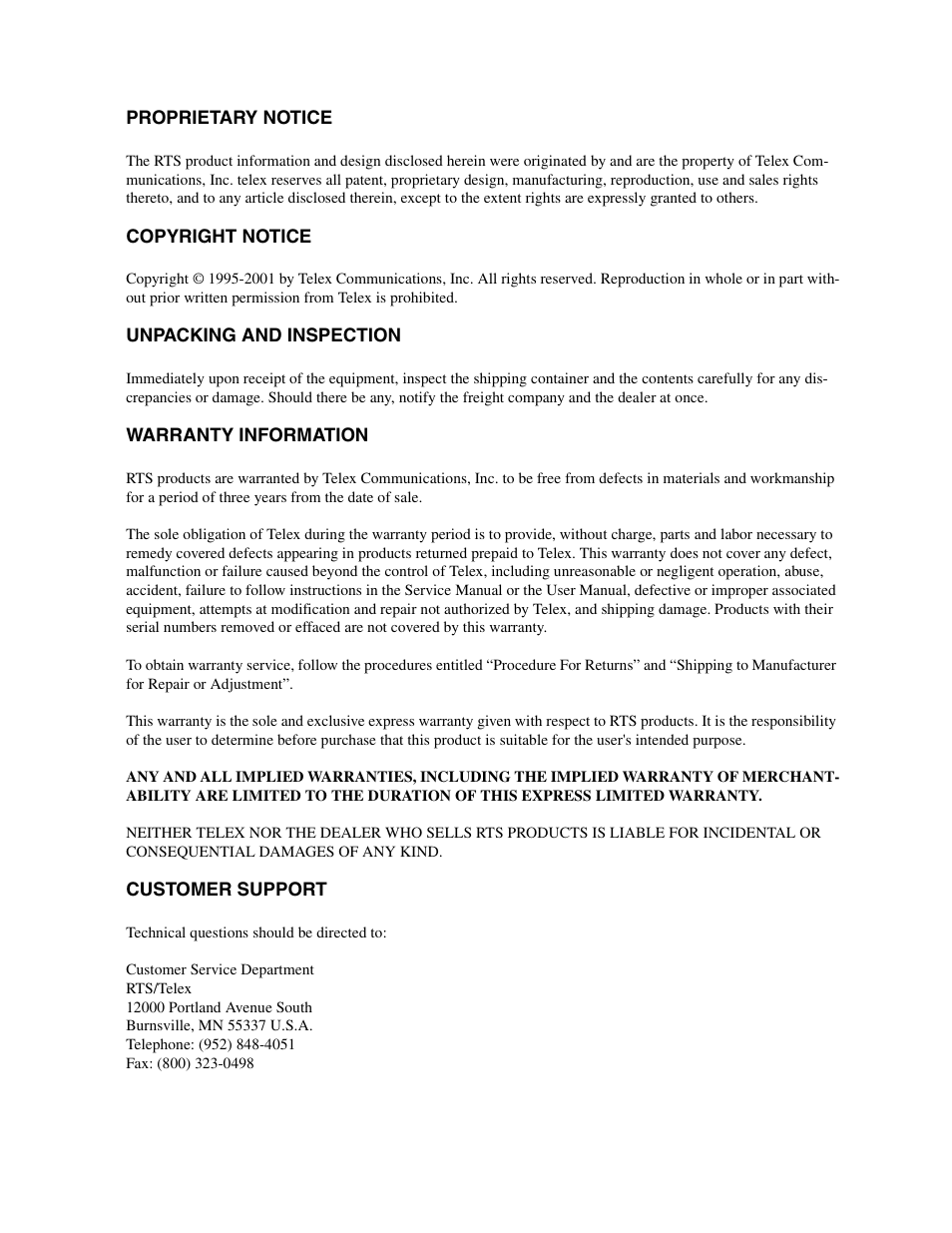 Telex MCE325 User Manual | Page 2 / 85