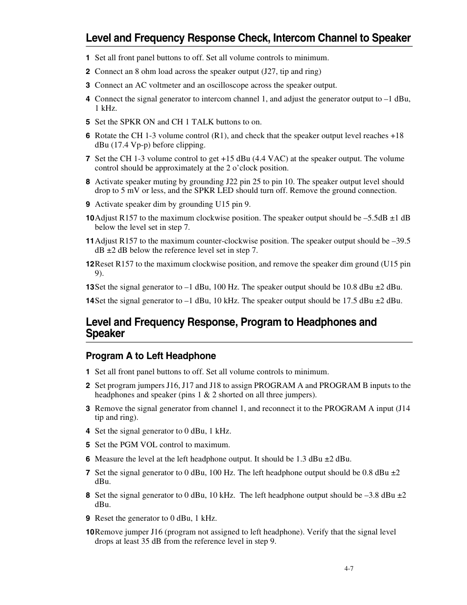 Program a to left headphone, Program a to left headphone -7 | Telex MCE325 User Manual | Page 45 / 85