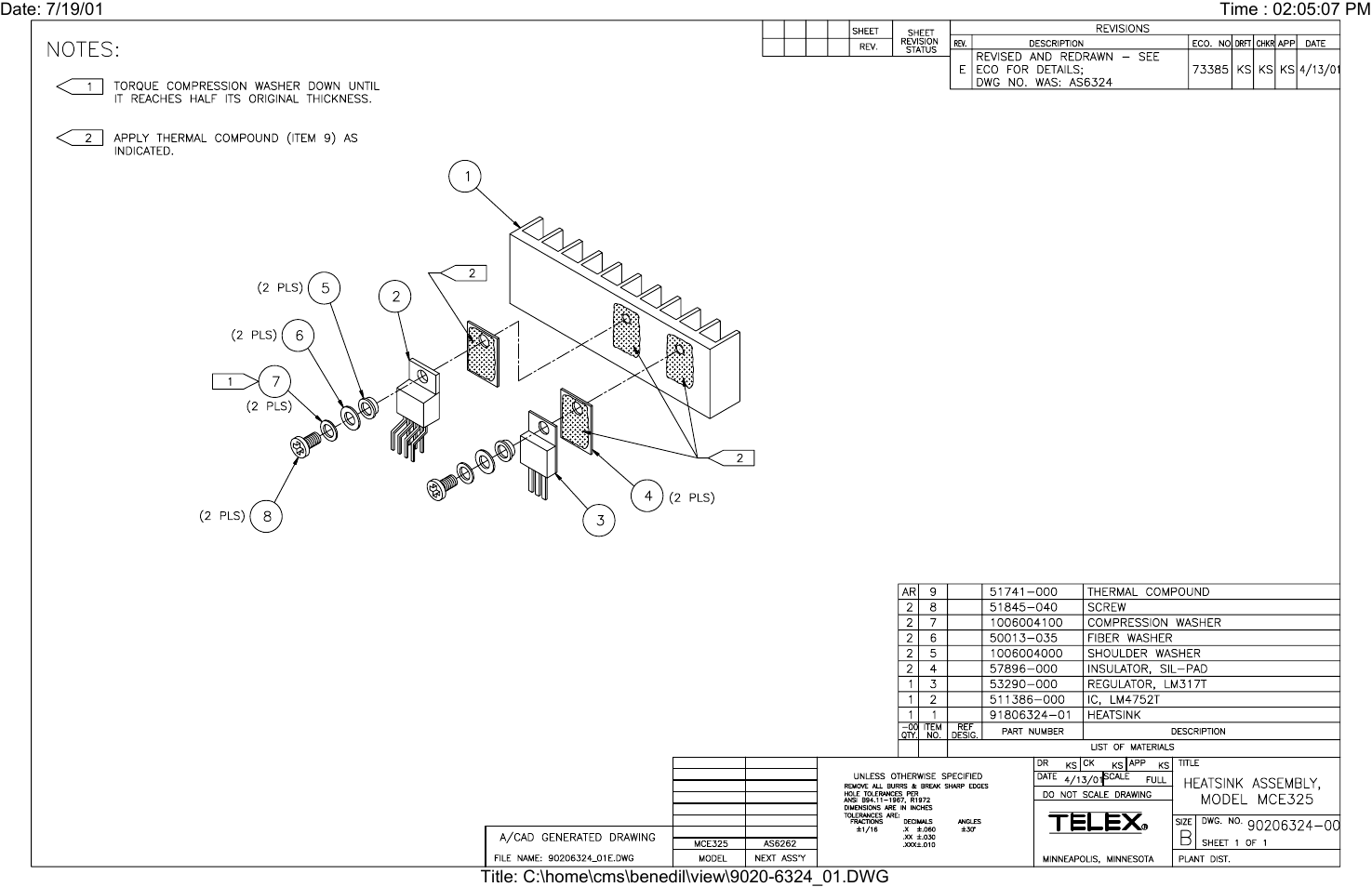 Telex MCE325 User Manual | Page 73 / 85