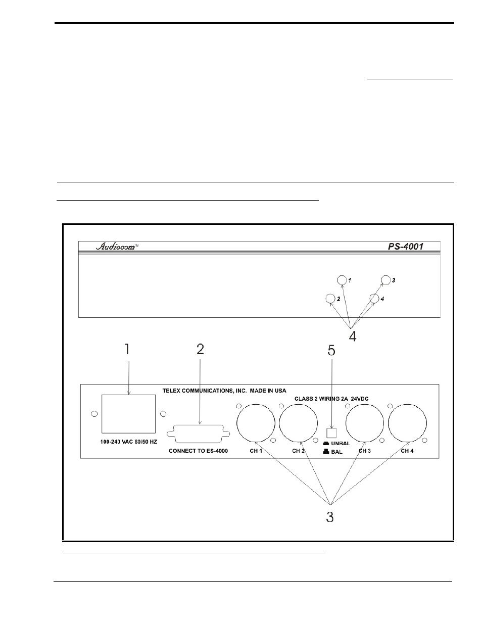 Chapter 1 operation and specifications, Operation, Operation and specifications | Telex PS-4001 User Manual | Page 3 / 6