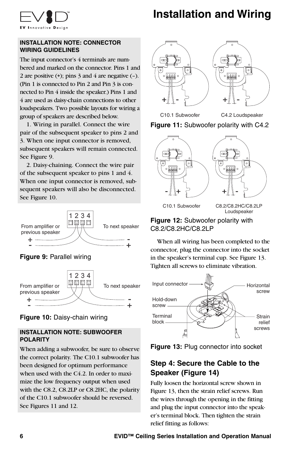 Installation and wiring | Telex EVID Ceiling Speaker Systems User Manual | Page 8 / 20