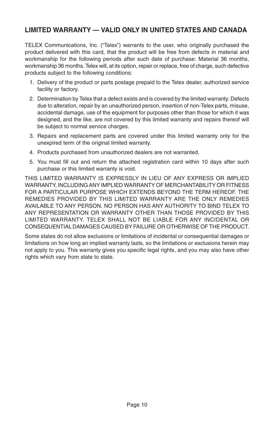 Telex STRATUS 50-D User Manual | Page 12 / 16