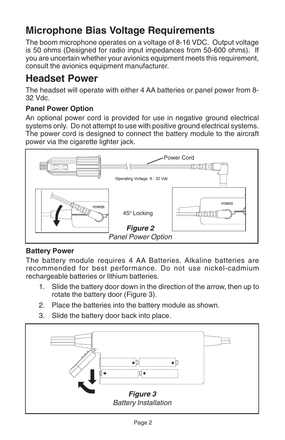 Microphone bias voltage requirements, Headset power | Telex STRATUS 50-D User Manual | Page 4 / 16