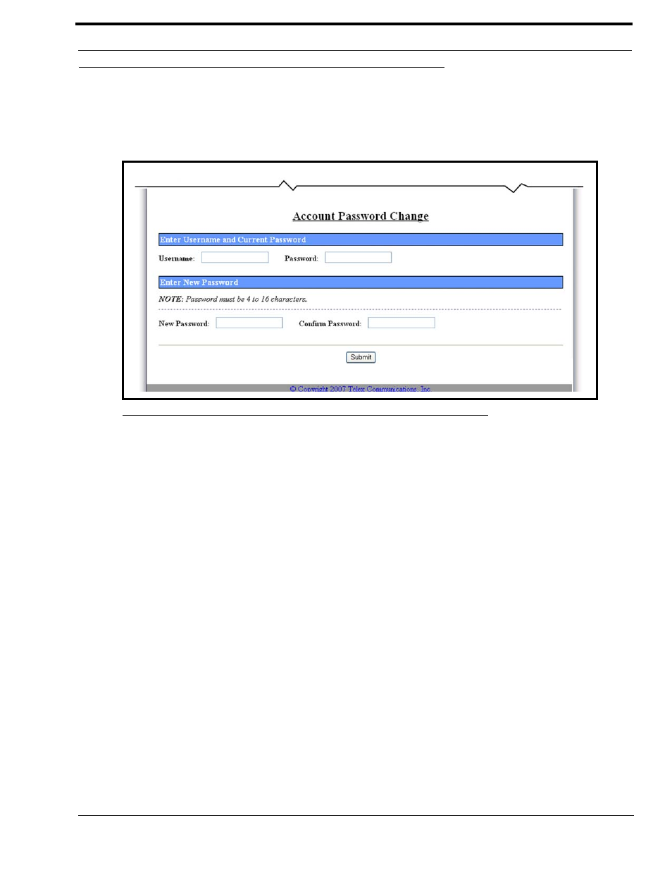 Pass change window, Figure 57. account password change | Telex IP-223 User Manual | Page 109 / 136