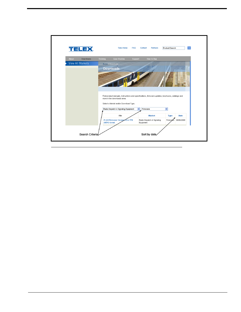 Download telex firmware, Ownload, Elex | Irmware, Figure 62. telex website firmware downloads | Telex IP-223 User Manual | Page 117 / 136