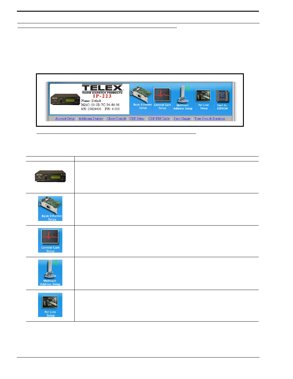Ip-223 web setup windows standards, Links, Inks | Figure 14. ip-223 links, Table 70. ip-2002 links | Telex IP-223 User Manual | Page 38 / 136
