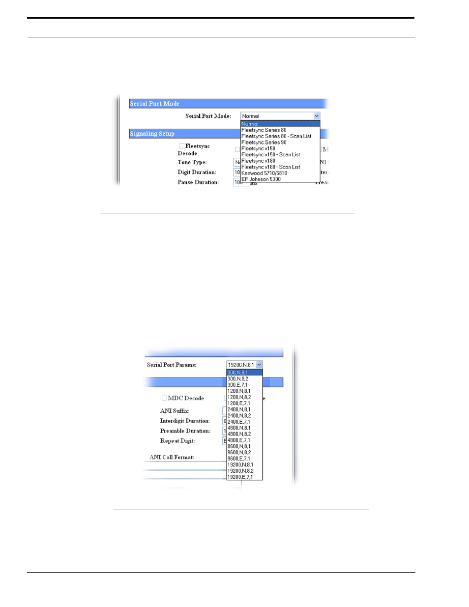 Serial port params drop down menu | Telex IP-223 User Manual | Page 62 / 136