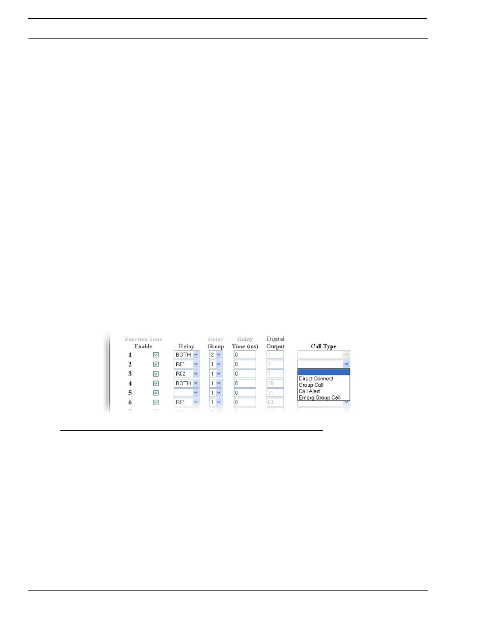 Relay group drop down menu, Relay time (ms) field, Call type drop down menu | Iden number field, Elay, Roup, Ield, Den n, Umber, Figure 38. call type drop down menu - iden mode | Telex IP-223 User Manual | Page 78 / 136