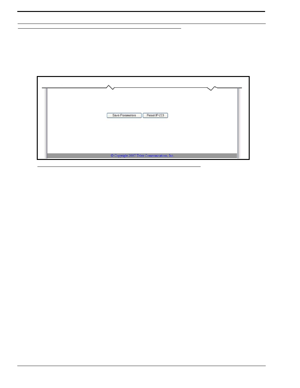 Save to eeprom window, Save parameters button, Reset ip-223 button | Arameters, Utton, Eset, Ip-223 b, Figure 44. save to eeprom | Telex IP-223 User Manual | Page 88 / 136