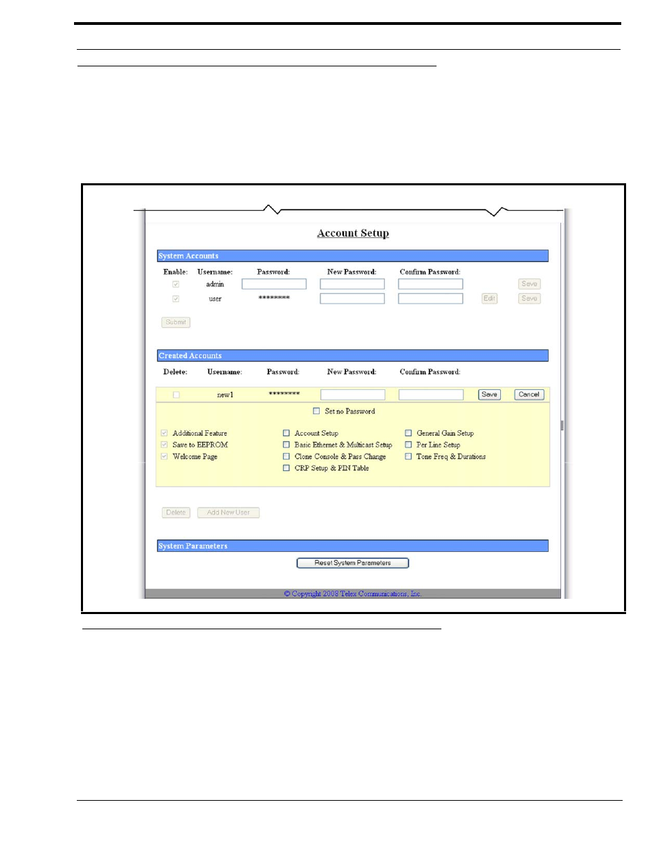 Edit created accounts window, Figure 50. edit created account—account setup | Telex IP-223 User Manual | Page 97 / 136