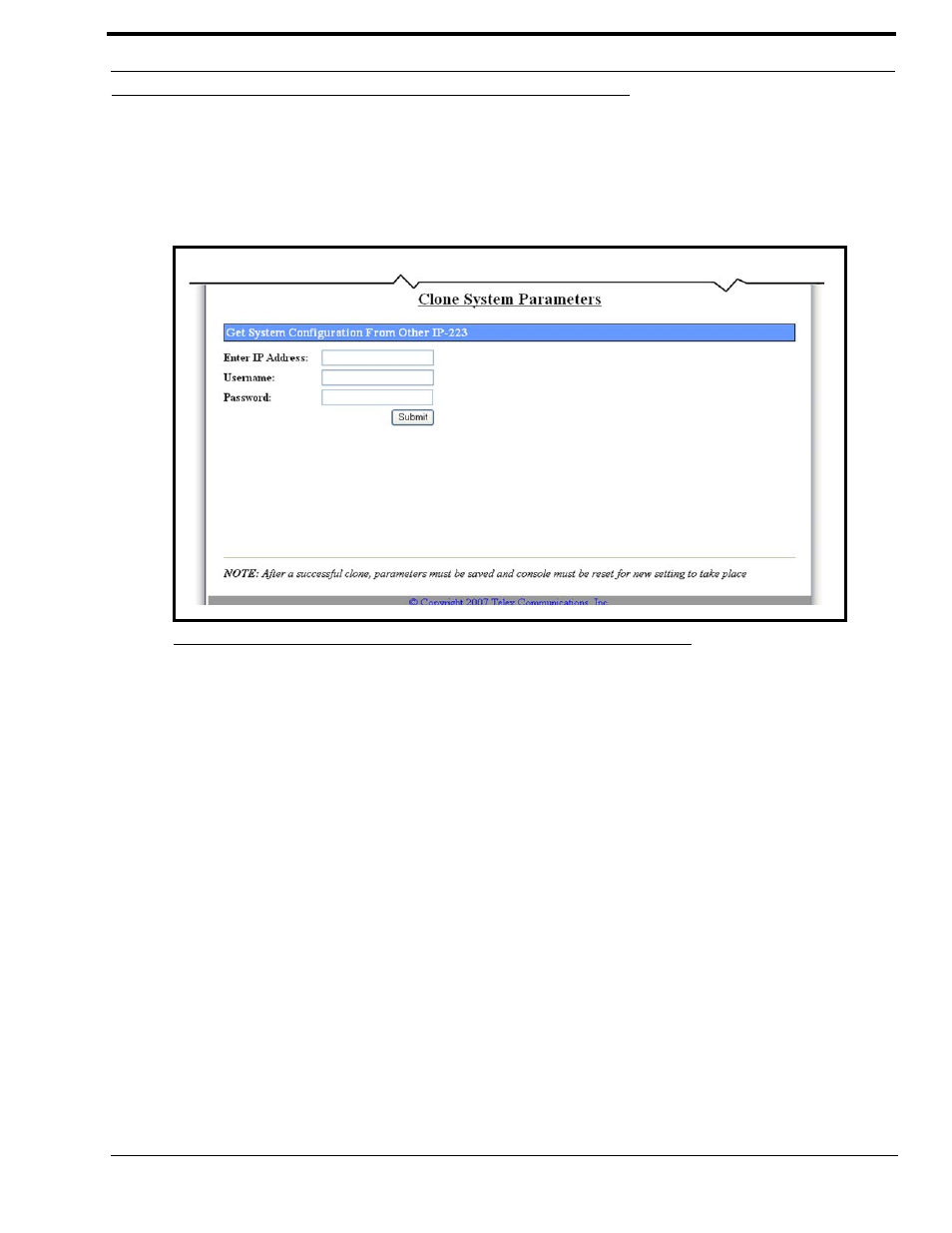 Clone console window, Figure 52. clone system parameters | Telex IP-223 User Manual | Page 99 / 136