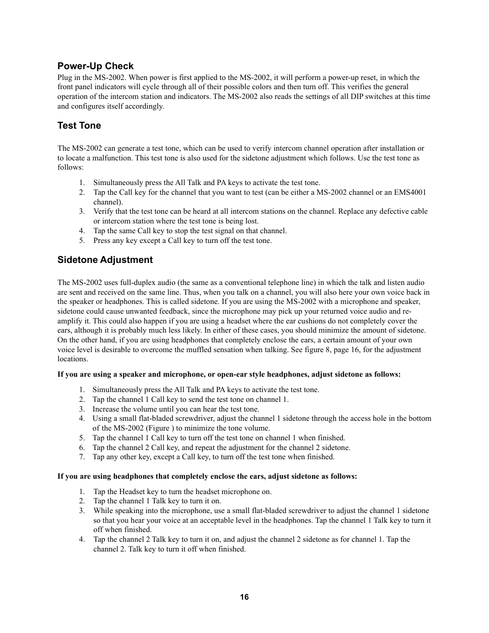 Telex MS2002 User Manual | Page 16 / 24