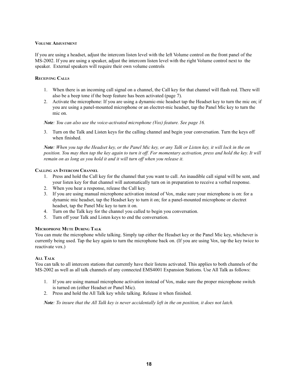 Telex MS2002 User Manual | Page 18 / 24