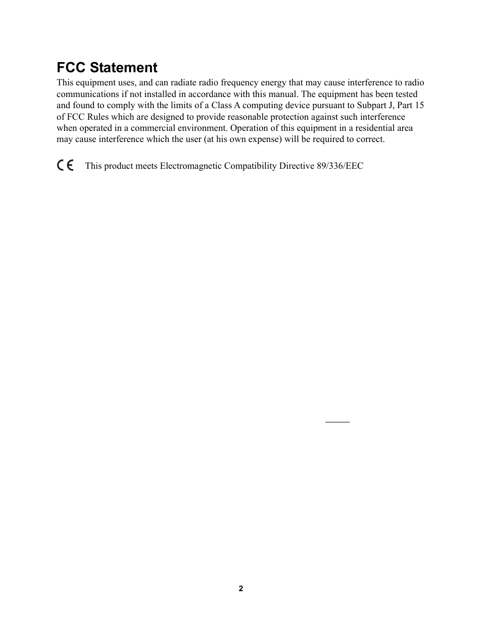 Fcc statement | Telex MS2002 User Manual | Page 2 / 24