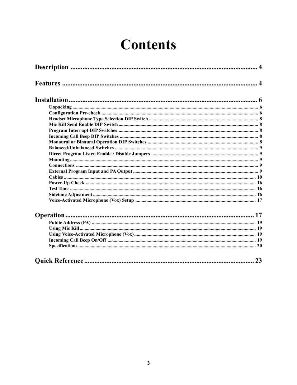 Telex MS2002 User Manual | Page 3 / 24