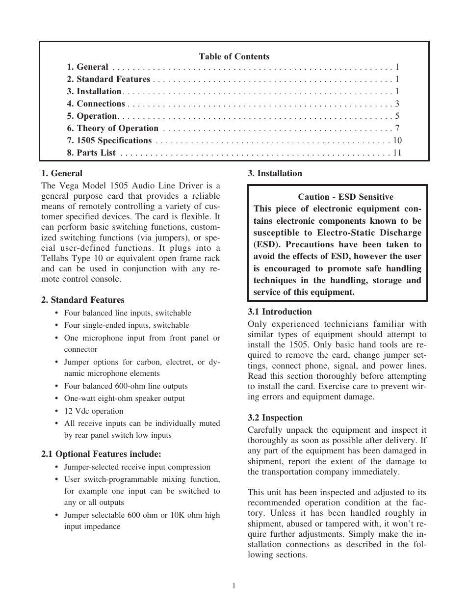 Telex 1505 User Manual | Page 2 / 17