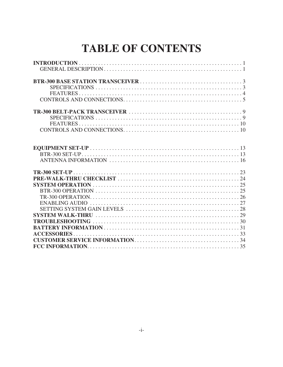 Telex TR-300 User Manual | Page 2 / 38
