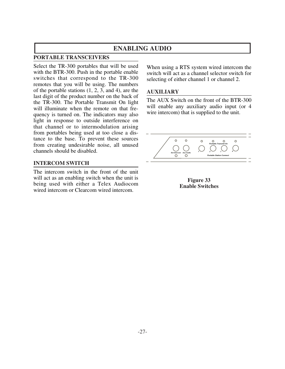 Enabling audio | Telex TR-300 User Manual | Page 29 / 38
