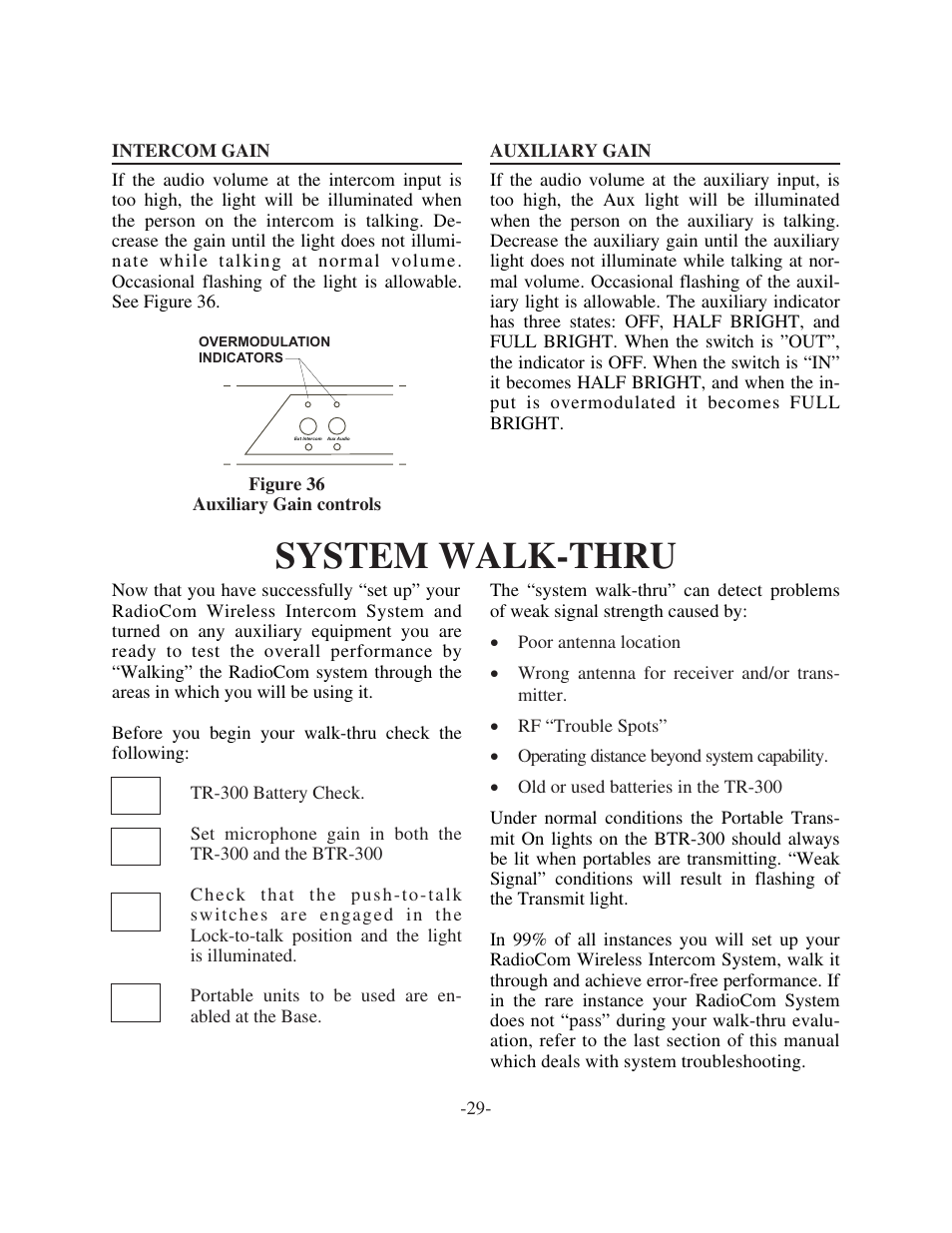 System walk-thru | Telex TR-300 User Manual | Page 31 / 38