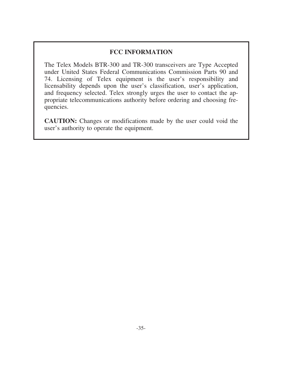 Telex TR-300 User Manual | Page 37 / 38