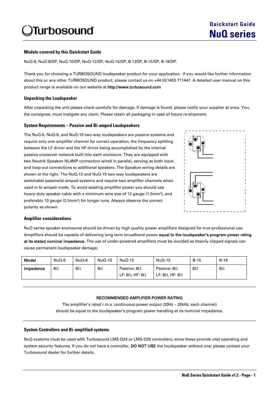 Turbosound NUQ-12/DP User Manual | 4 pages