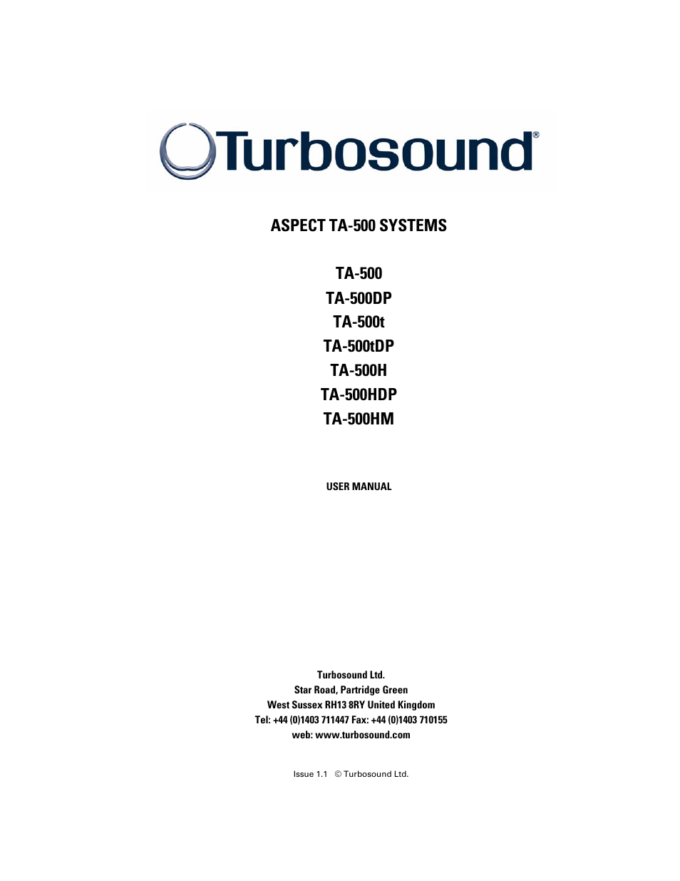 Turbosound TA-500DP User Manual | 73 pages