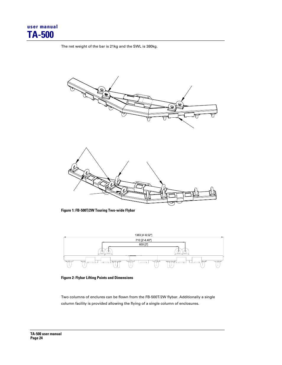 Ta-500, Top view bottom view | Turbosound TA-500DP User Manual | Page 24 / 73