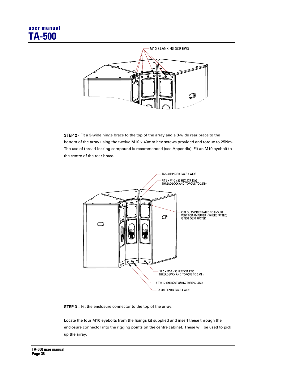 Ta-500 | Turbosound TA-500DP User Manual | Page 38 / 73