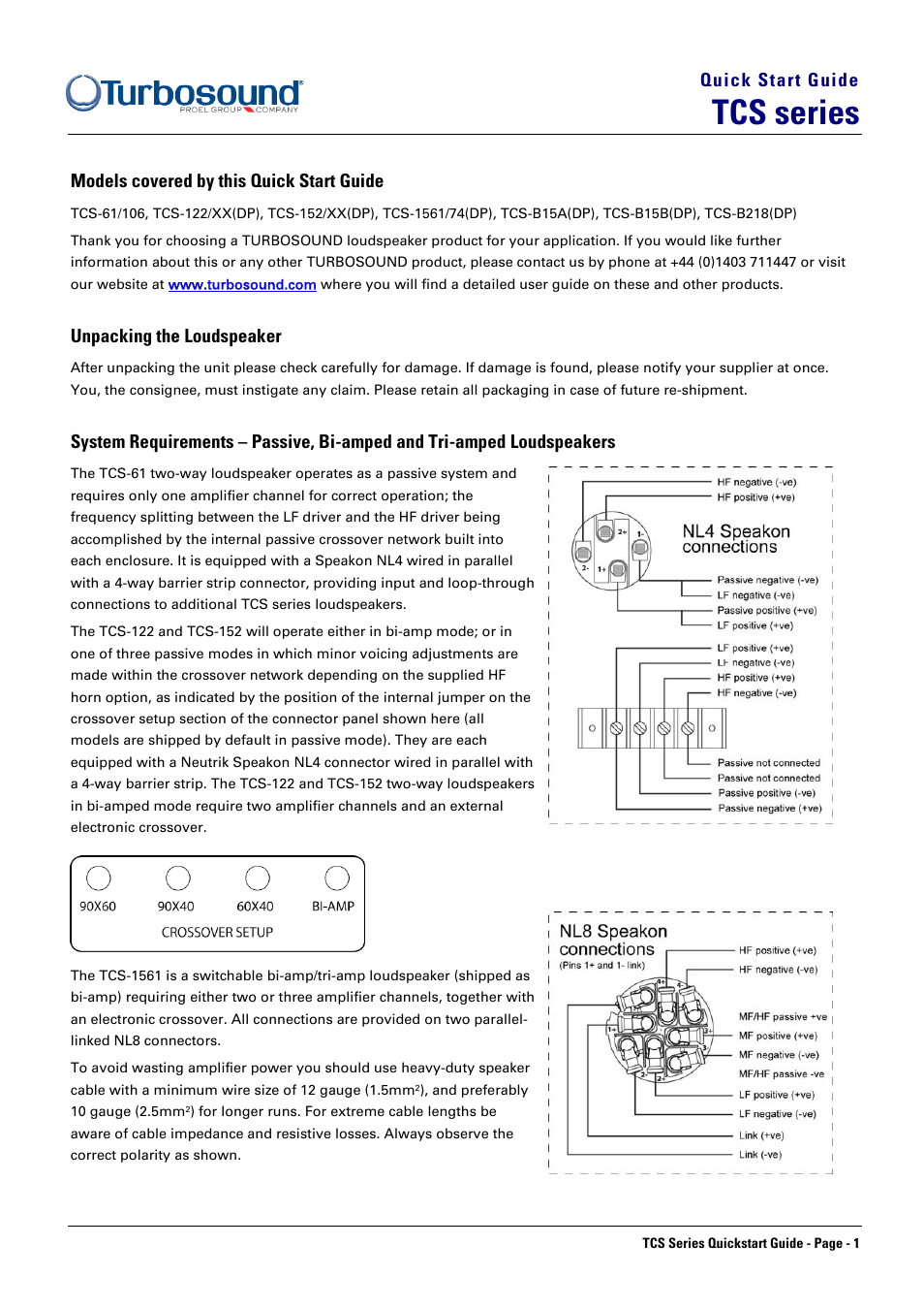 Turbosound TCS SERIES TCS-152/XX(DP) User Manual | 8 pages
