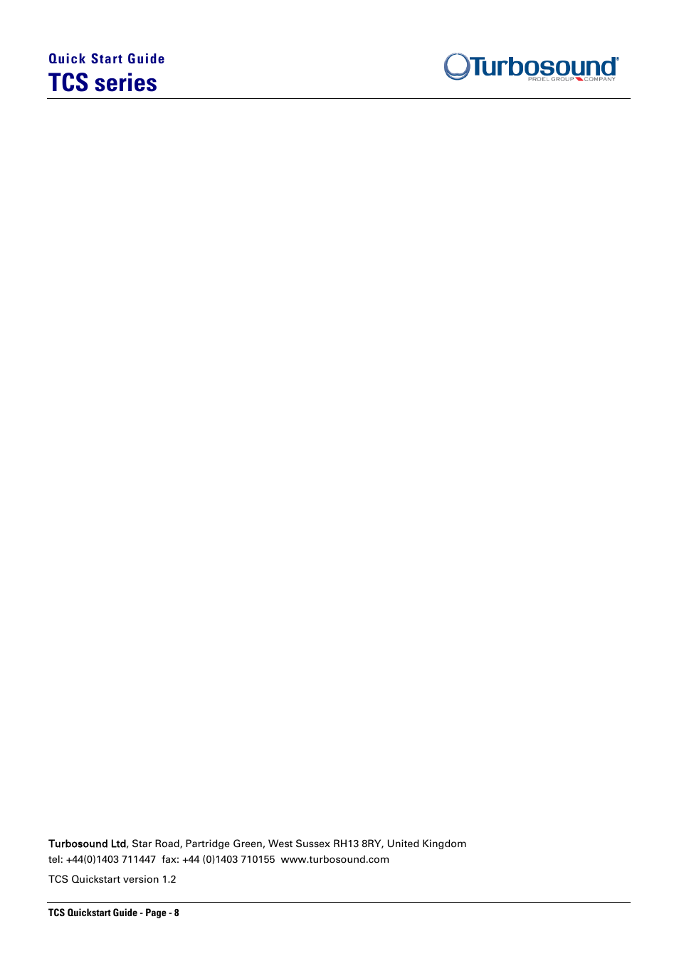 Tcs series | Turbosound TCS SERIES TCS-152/XX(DP) User Manual | Page 8 / 8