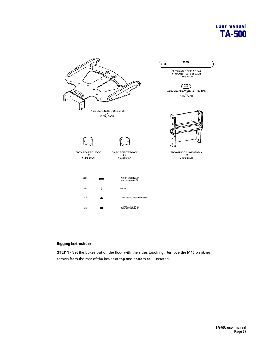 Ta-500 | Turbosound ASPECT TA-500 SYSTEM TA-500HDP User Manual | Page 37 / 73