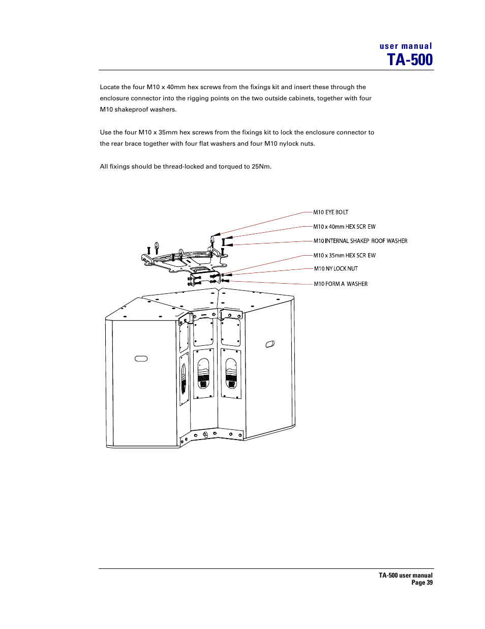 Ta-500 | Turbosound ASPECT TA-500 SYSTEM TA-500HDP User Manual | Page 39 / 73