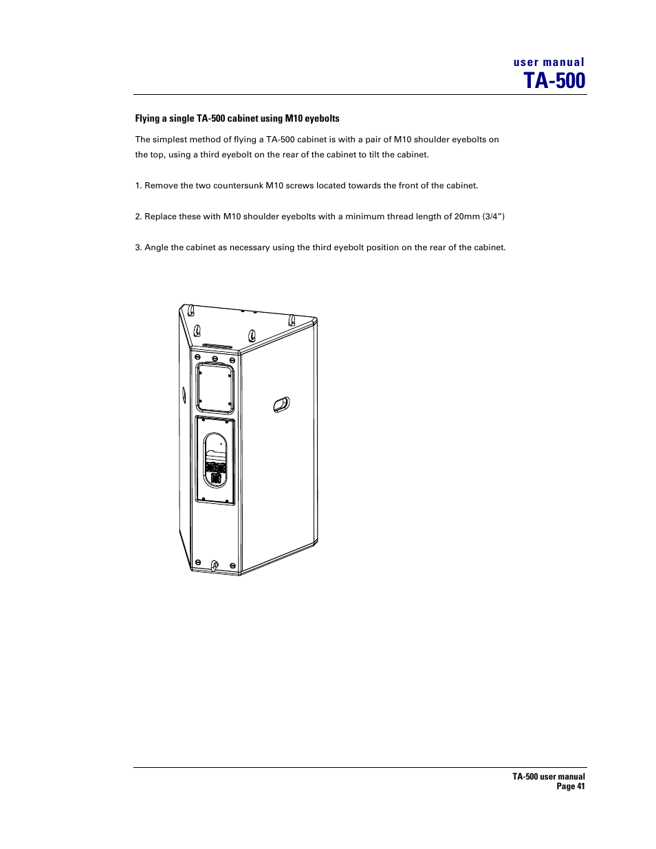 Ta-500 | Turbosound ASPECT TA-500 SYSTEM TA-500HDP User Manual | Page 41 / 73