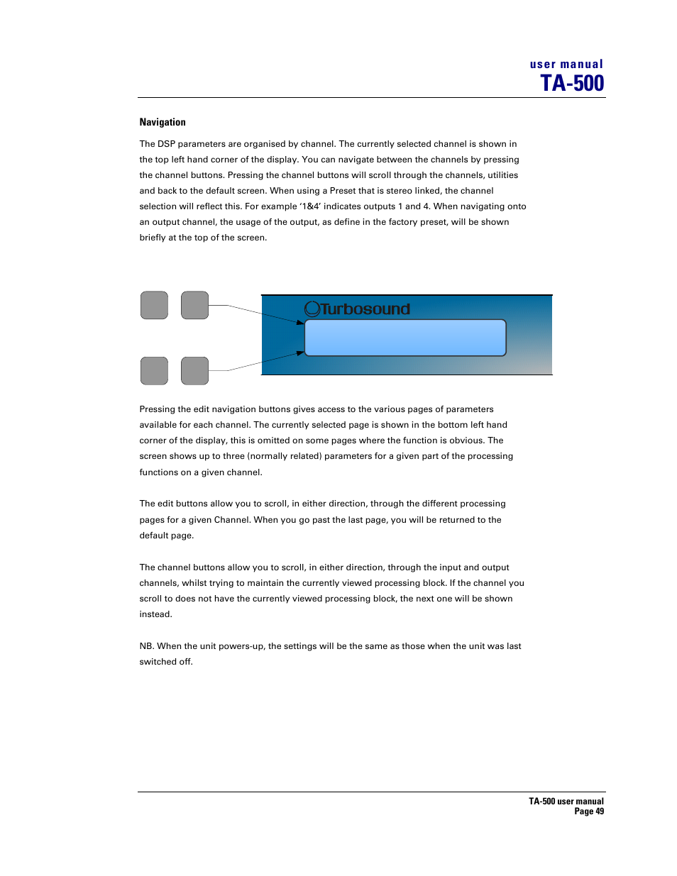Ta-500 | Turbosound ASPECT TA-500 SYSTEM TA-500HDP User Manual | Page 49 / 73