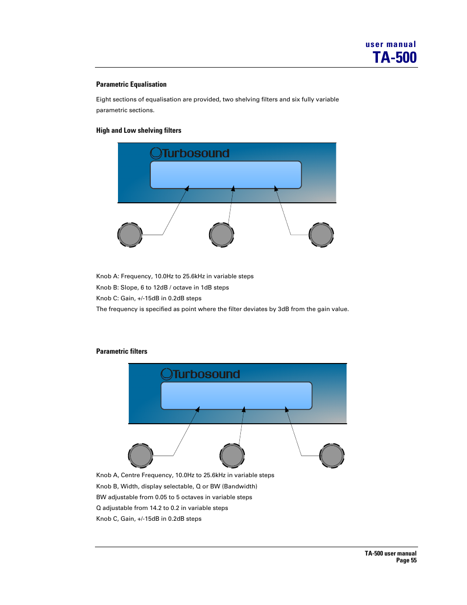 Ta-500 | Turbosound ASPECT TA-500 SYSTEM TA-500HDP User Manual | Page 55 / 73