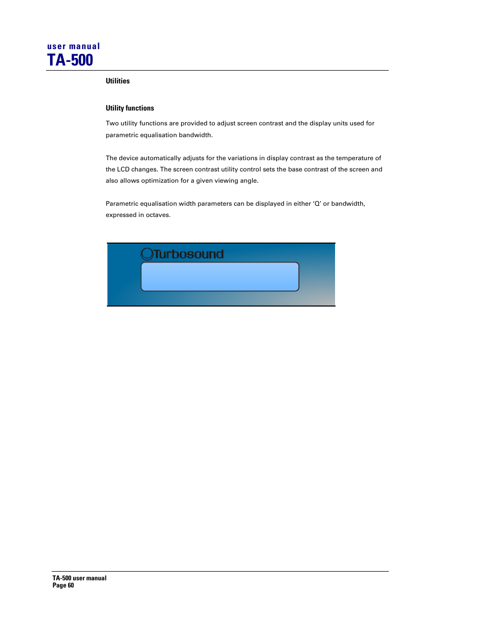 Ta-500, Util screen paraeq 100% bw=q | Turbosound ASPECT TA-500 SYSTEM TA-500HDP User Manual | Page 60 / 73