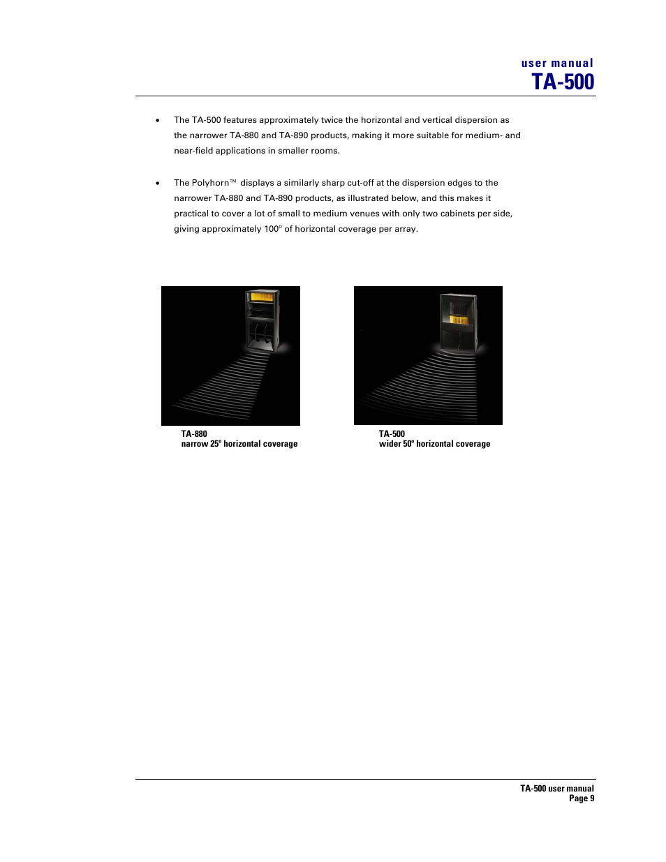 Ta-500 | Turbosound ASPECT TA-500 SYSTEM TA-500HDP User Manual | Page 9 / 73