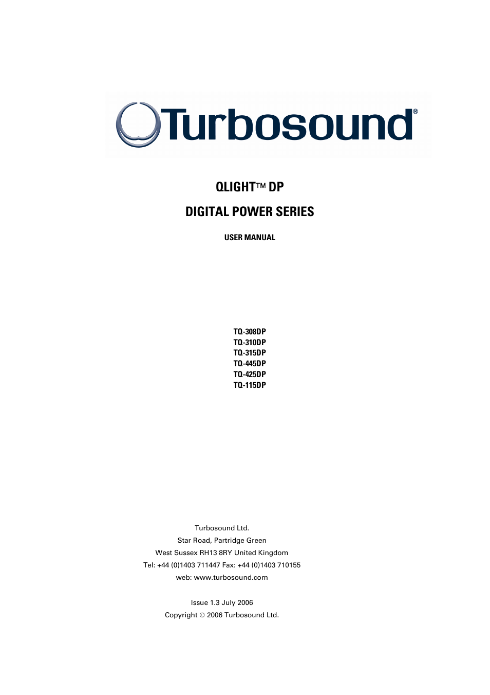 Turbosound TQ-445DP User Manual | 35 pages
