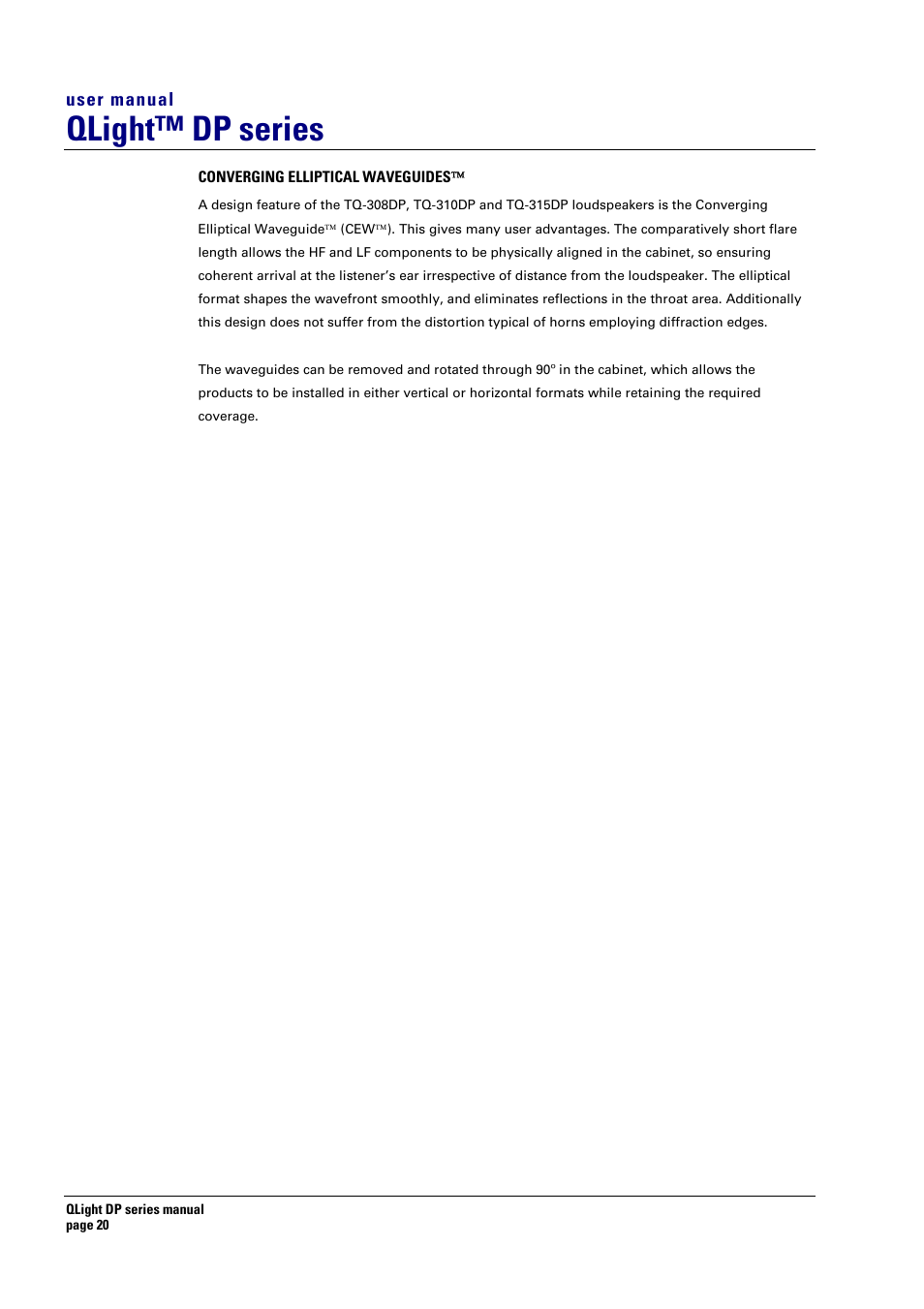 Qlight™ dp series | Turbosound TQ-445DP User Manual | Page 20 / 35