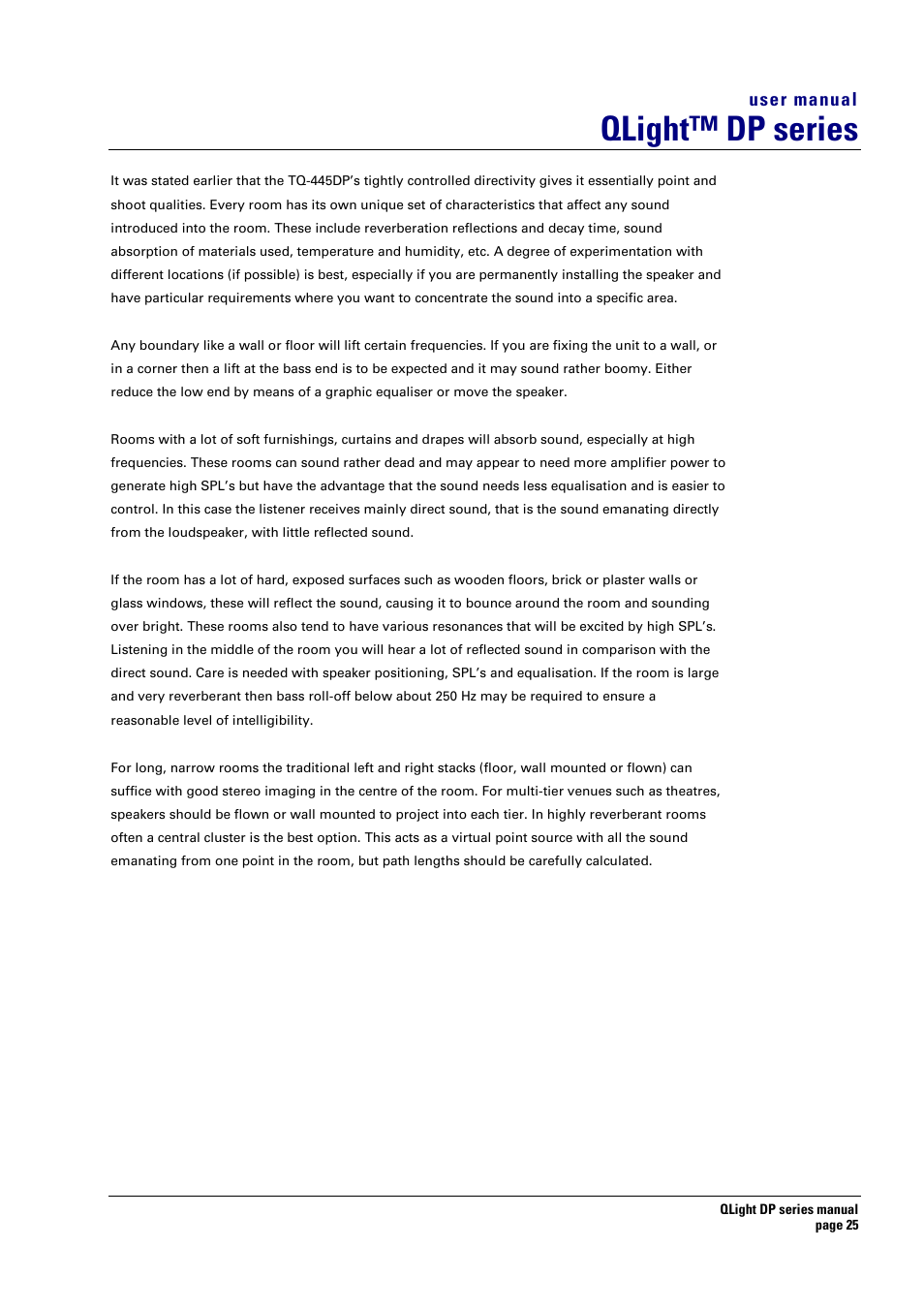 Qlight™ dp series | Turbosound TQ-445DP User Manual | Page 25 / 35
